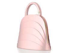 Load image into Gallery viewer, Millefoglie J handbag. Rose pink calfskin and hawk's eye gemstone. Gold-plated jewellery accents. - Gabo Guzzo
