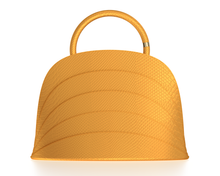 Load image into Gallery viewer, Millefoglie J handbag. Saffron-yellow python leather. Hawk’s eye gemstone. 18k gold-plated jewellery accents.