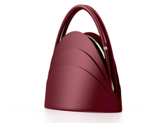 Load image into Gallery viewer, Medium Millefoglie handbag. Dark red calfskin and hawk's eye gemstone. Gold-plated jewellery accents. - Gabo Guzzo