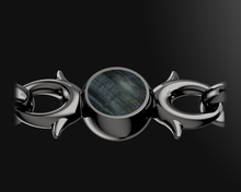 Load image into Gallery viewer, Millefoglie T 43 handbag. Black calfskin and hawk's eye gemstone. Black ruthenium jewellery accents. - Gabo Guzzo