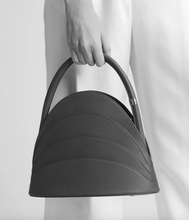 Load image into Gallery viewer, Millefoglie handbag. Iron-grey calfskin and red tiger's eye gemstone. Palladium-plated accents. - Gabo Guzzo