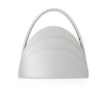 Load image into Gallery viewer, Medium Millefoglie handbag. Light Pisa-grey calfskin and malachite gemstone. 18k gold-plated jewellery accents.