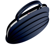 Load image into Gallery viewer, Millefoglie J handbag. Roman blue calfskin and rose quartz gemstone. Palladium-plated accents. - Gabo Guzzo