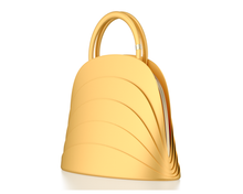 Load image into Gallery viewer, Millefoglie J handbag. Saffron-yellow calfskin and malachite gemstone. Gold-plated accents.
