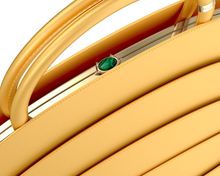 Load image into Gallery viewer, Millefoglie J handbag. Saffron-yellow calfskin and malachite gemstone. Gold-plated jewellery accents. - Gabo Guzzo