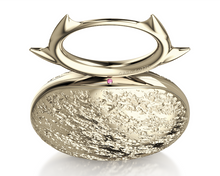 Load image into Gallery viewer, Spinosa Miserere jewellery clutch bag. Gold-plated and sapphire gemstone - Gabo Guzzo