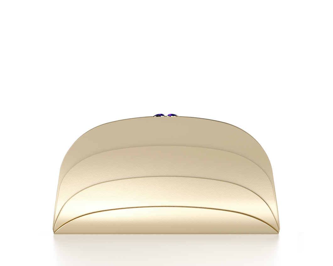 Millefoglie C handbag. Gold calfskin and amethyst gemstones. Gold-plated details.