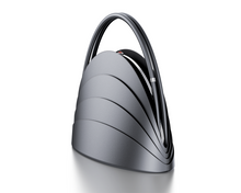 Load image into Gallery viewer, Millefoglie handbag. Iron-grey calfskin and red tiger's eye gemstone. Palladium-plated accents. - Gabo Guzzo