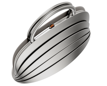 Load image into Gallery viewer, Millefoglie J handbag. Silver calfskin and red tiger&#39;s eye gemstone. Palladium-plated jewellery accents.
