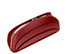 Load image into Gallery viewer, Millefoglie C clutch bag. Red calfskin and red tiger&#39;s eye gemstones. Gold-plated jewellery accents.

