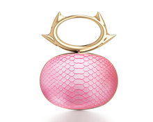 Load image into Gallery viewer, Spinosa clutch bag. Rose-pink python skin and pink sapphire gemstone
