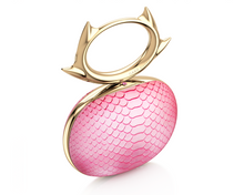 Load image into Gallery viewer, Spinosa clutch bag. Rose-pink python skin and pink sapphire gemstone
